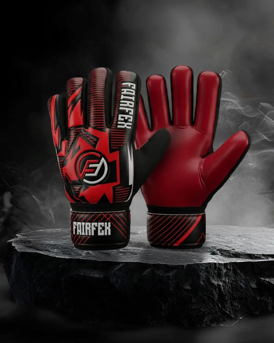 Football Goalkeeper Gloves (Size 8 - Red)